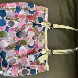 Coach Pink and Blue Retro-Inspired Tote Bag